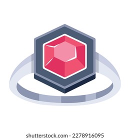 Flat icon of a silver gemstone ring 