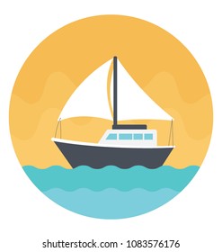 
Flat icon of a simple sailboat 
