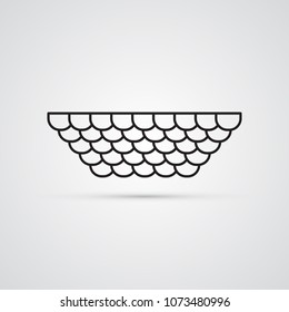 Flat icon, simple vector design. Part of the pattern for illustration of fish scales, reptile skin, roof shingles.