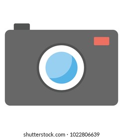 Flat icon of a single black camera 