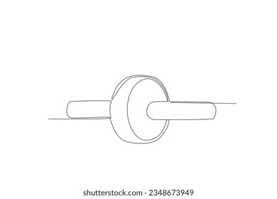 Flat icon of a single continuous line drawing of ab slide wheel. Outline symbol for web or mobile app design. Dumbbell outline pictogram. Single line drawing vector graphic

