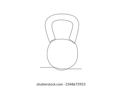 Flat icon of a single continuous line drawing of kettlebell. Outline symbol for web or mobile app design. Dumbbell outline pictogram. Single line drawing vector graphic
