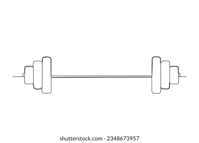 Flat icon of a single continuous line drawing of barbell. Outline symbol for web or mobile app design. Dumbbell outline pictogram. Single line drawing vector graphic
