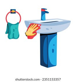 A flat icon of sink cleaning 