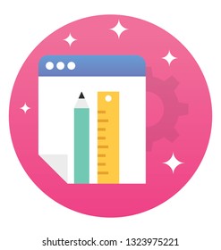 Flat icon of sketching tools 
