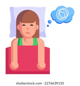 Flat icon of sleeping disorder insomnia 