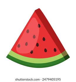 Icono plano de una rebanada de sandía sobre un fondo blanco