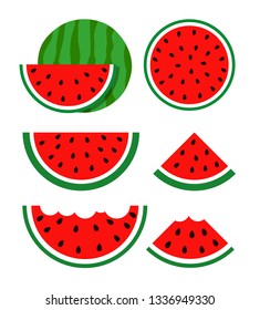 Flat icon slice of watermelon. Vector illustration icon