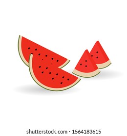 Flat icon slice of watermelon. Vector illustration.