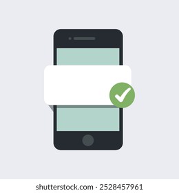 Flat icon Smartphone with check mark for your text, Vector illustration in flat design style