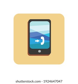 Flat icon of smartphone with incoming call vector illustration
