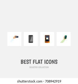 Flat Icon Smartphone Set Of Smartphone, Chatting, Telephone And Other Vector Objects. Also Includes Message, Smartphone, Cellphone Elements.