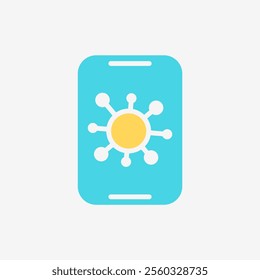Flat Icon Smartphone with virus. Technology and system concept, Flat Colorful style.