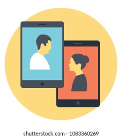 
Flat icon of smartphones with different dating profiles 
