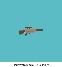 Flat Icon Sniper Rifle Element. Vector Illustration Of Flat Icon Shotgun Isolated On Clean Background. Can Be Used As Sniper, Rifle And Shotgun Symbols.