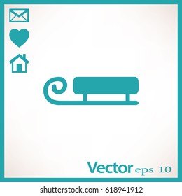 Flat icon. Snow sled.
