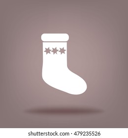 Flat icon. Sock for gifts.