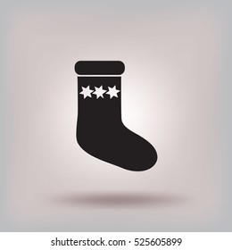 Flat icon. Sock for gifts.