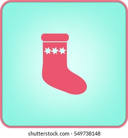 Flat icon. Sock for gifts.