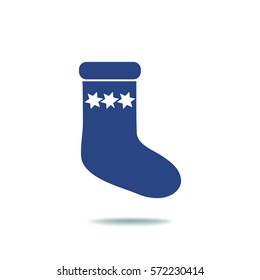 Flat icon. Sock for gifts.