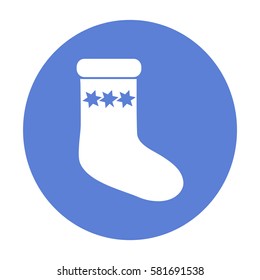 Flat icon. Sock for gifts.