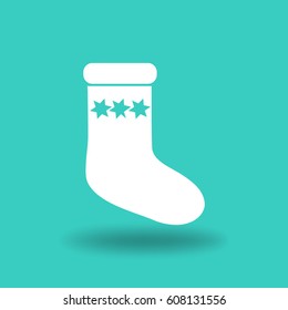Flat icon. Sock for gifts.