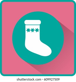 Flat icon. Sock for gifts.
