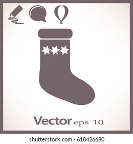 Flat icon. Sock for gifts.
