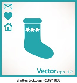 Flat icon. Sock for gifts.