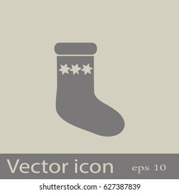 Flat icon. Sock for gifts.