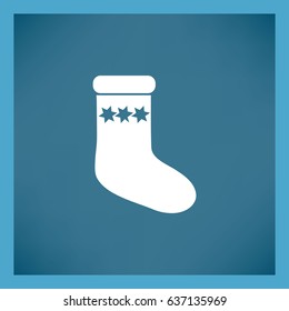 Flat icon. Sock for gifts.