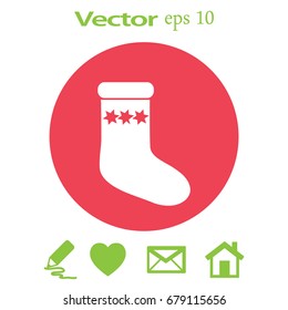 Flat icon. Sock for gifts.