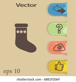 Flat icon. Sock for gifts.