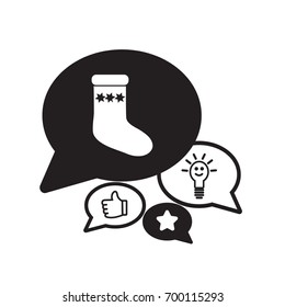 Flat icon. Sock for gifts.