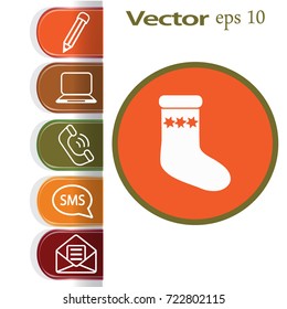Flat icon. Sock for gifts.