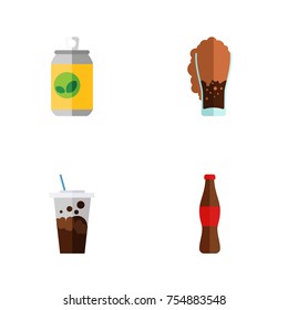 Flat Icon Soda Set Of Soda, Juice, Beverage And Other Vector Objects. Also Includes Drink, Beverage, Soda Elements.