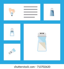Flat Icon Sodium Set Of Condiment, Sodium, Spice And Other Vector Objects. Also Includes Saltshaker, Salt, Condiment Elements.