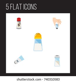 Flat Icon Sodium Set Of Condiment, Pour, Saltshaker And Other Vector Objects. Also Includes Sodium, Salt, Hand Elements.