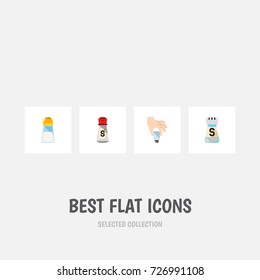 Flat Icon Sodium Set Of Pour, Spicy, Saltshaker And Other Vector Objects. Also Includes Hand, Spicy, Saltshaker Elements.