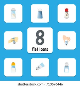 Flat Icon Sodium Set Of Salt, Spice, Saltshaker And Other Vector Objects. Also Includes Salt, Bottle, Condiment Elements.