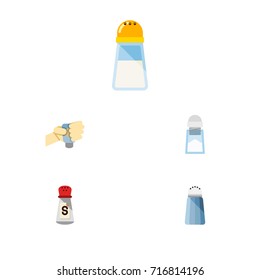 Flat Icon Sodium Set Of Saltshaker, Sodium, Spice And Other Vector Objects. Also Includes Salt, Pour, Spicy Elements.