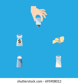 Flat Icon Sodium Set Of Shaker, Flavor, Spice And Other Vector Objects. Also Includes Hand, Spicy, Shaker Elements.