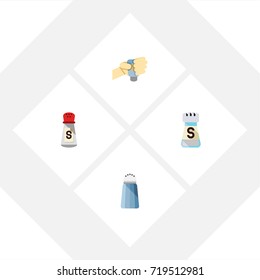 Flat Icon Sodium Set Of Spice, Saltshaker, Flavor And Other Vector Objects. Also Includes Sodium, Hand, Spice Elements.