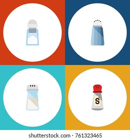 Flat Icon Sodium Set Of Sodium, Spice, Saltshaker And Other Vector Objects. Also Includes Saltshaker, Bottle, Sodium Elements.