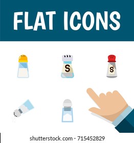 Flat Icon Sodium Set Of Sodium, Spicy, Saltshaker And Other Vector Objects. Also Includes Shaker, Spicy, Salt Elements.
