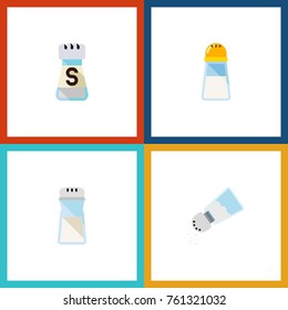 Flat Icon Sodium Set Of Spicy, Shaker, Salt And Other Vector Objects. Also Includes Shaker, Bottle, Spicy Elements.