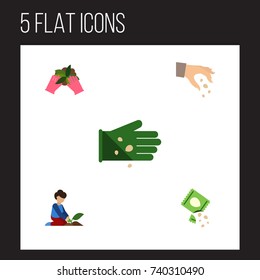 Flat Icon Sow Set Of Sow, Plant, Florist And Other Vector Objects. Also Includes Plant, Packet, Florist Elements.