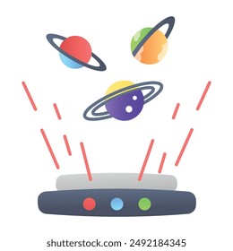 A flat icon of space hologram projection 