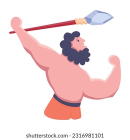 Flat icon of spear hunt 