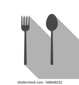 Flat icon of spoon and fork. Vector.